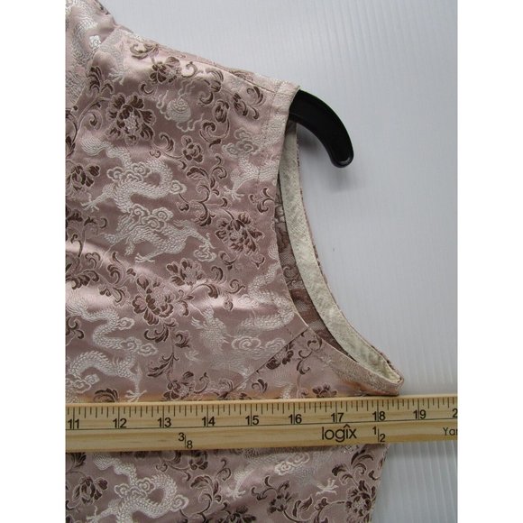 VINTAGE Gigi Clark Satin Embroidered Button Down Vest 90s Blouse - Picture 6 of 12